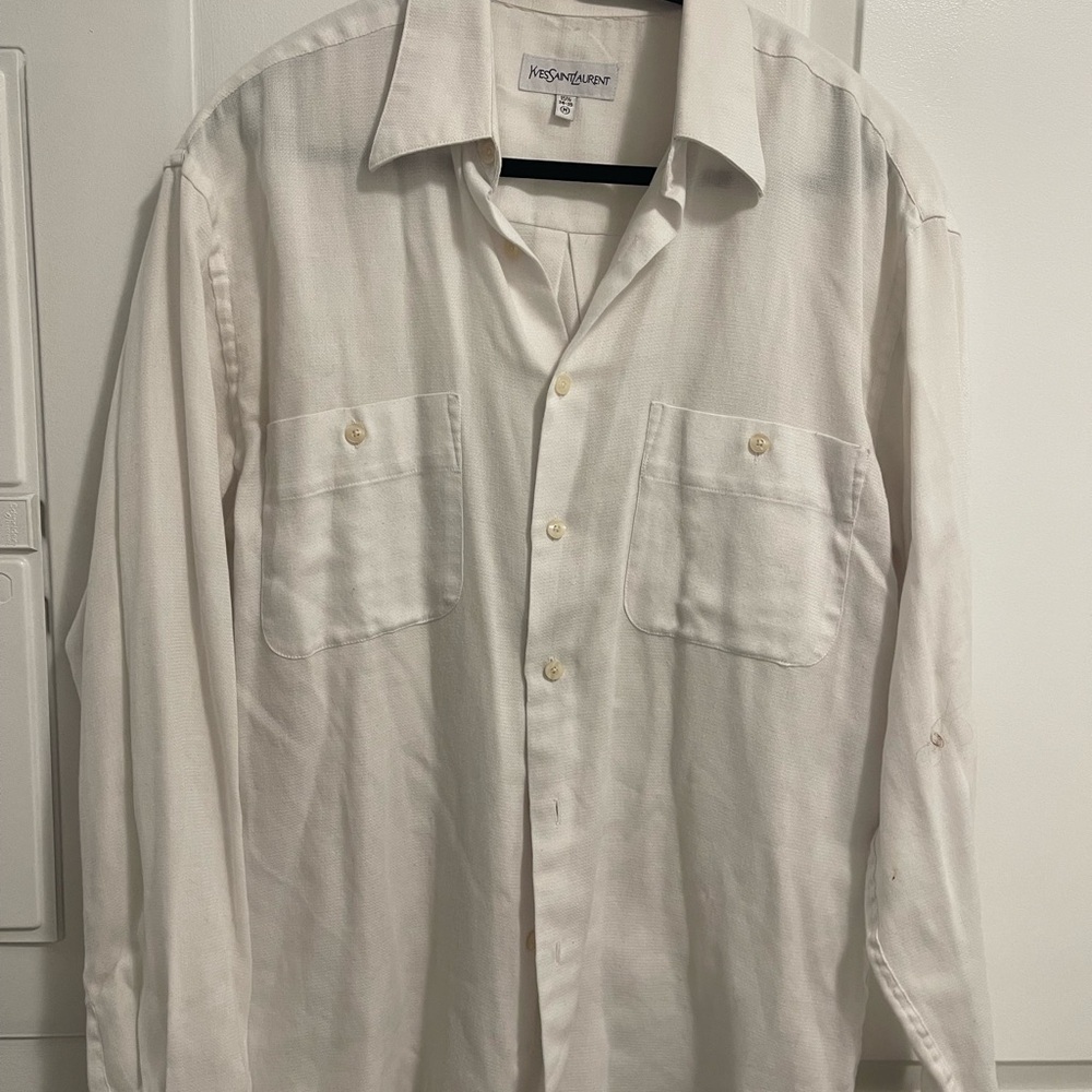 Yves Saint Laurent Off-White Men's Casual Button-Down Shirt